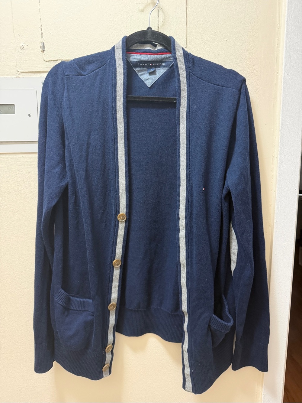 Tommy Hilfiger Men's Navy Contrast-Trim Cardigan Sweater